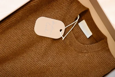 Rib knit sweater brown Milan cashmere