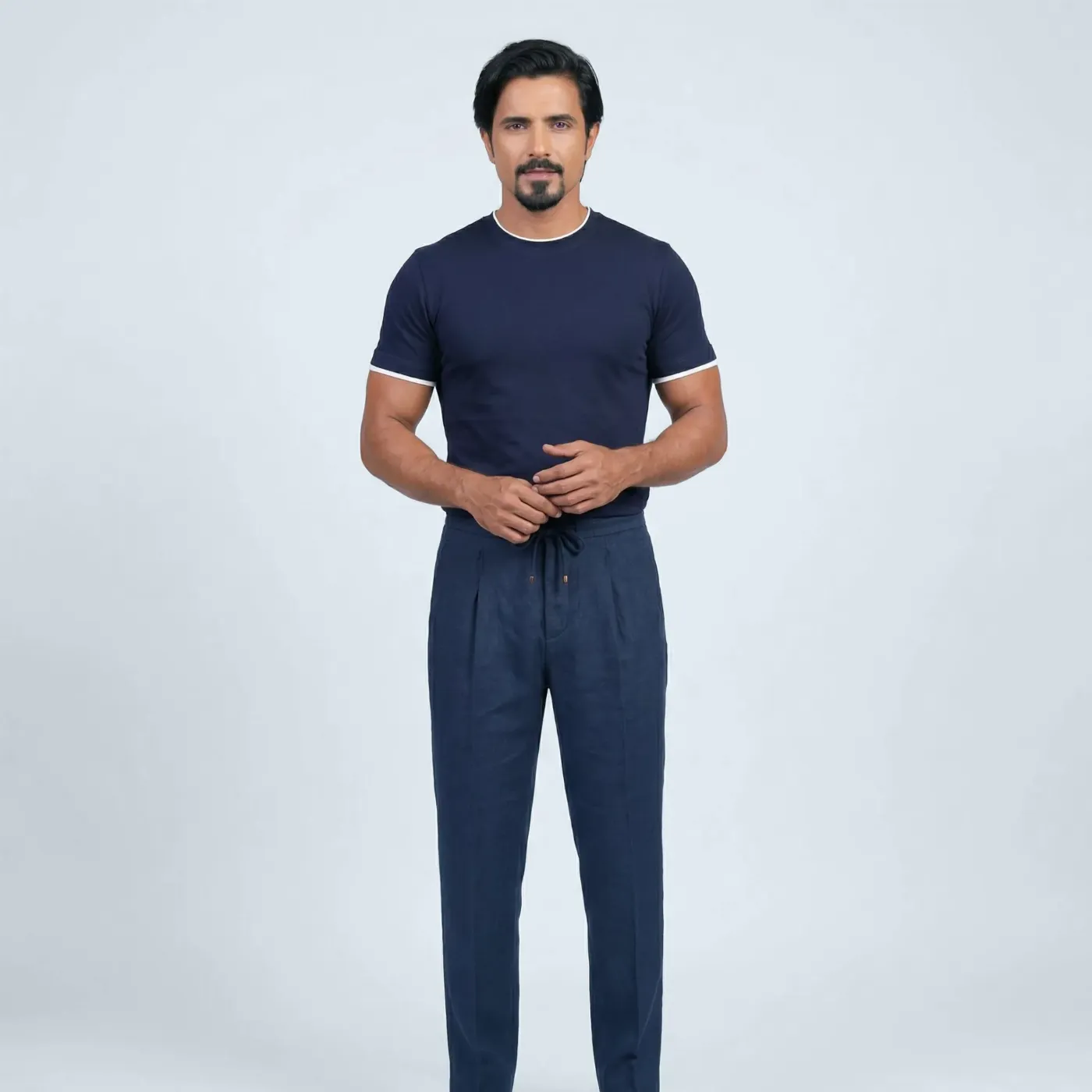 Jersey round neck Dozza navy pima cotton