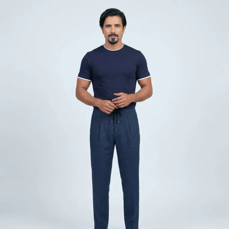 Jersey round neck Dozza navy pima cotton - 002 image 6aafe9e1 6cdd 4225 9ae6 967705d46d08