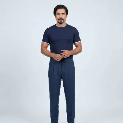 Jersey round neck Dozza navy pima cotton - 002 image 6aafe9e1 6cdd 4225 9ae6 967705d46d08