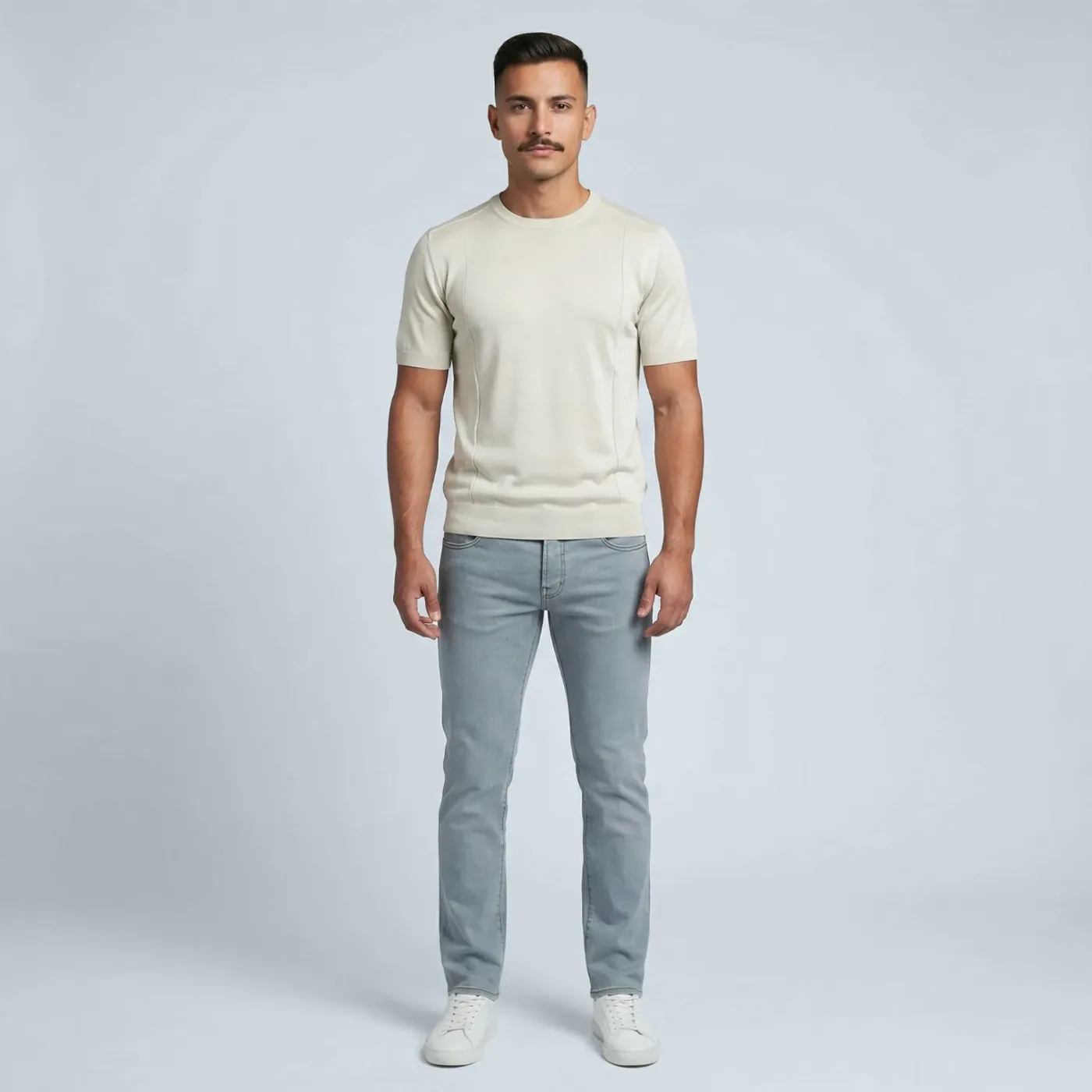 Jersey round neck Trento sand 100% silk