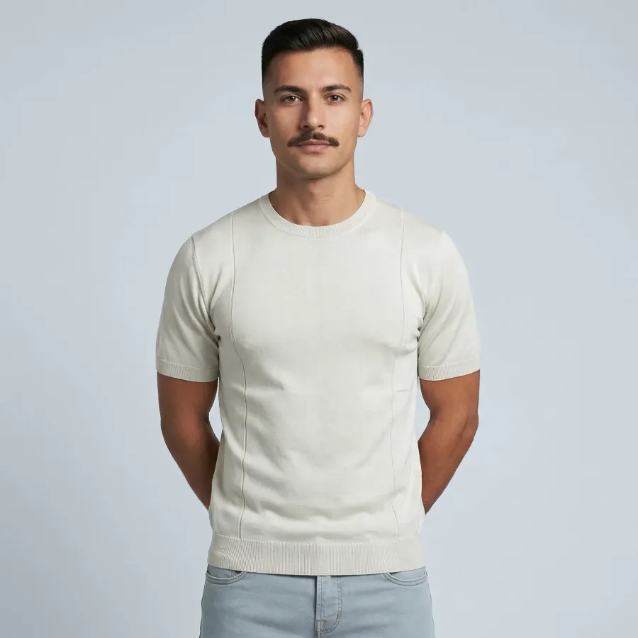 Jersey round neck Trento light sand 100% silk - 8721399461136   3