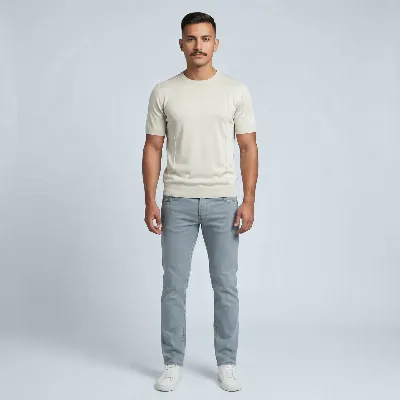 Jersey round neck Trento light sand 100% silk - 8721399461136   1