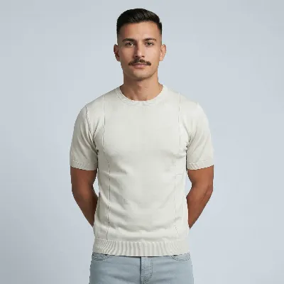 Jersey round neck Trento light sand 100% silk - 8721399461136   3