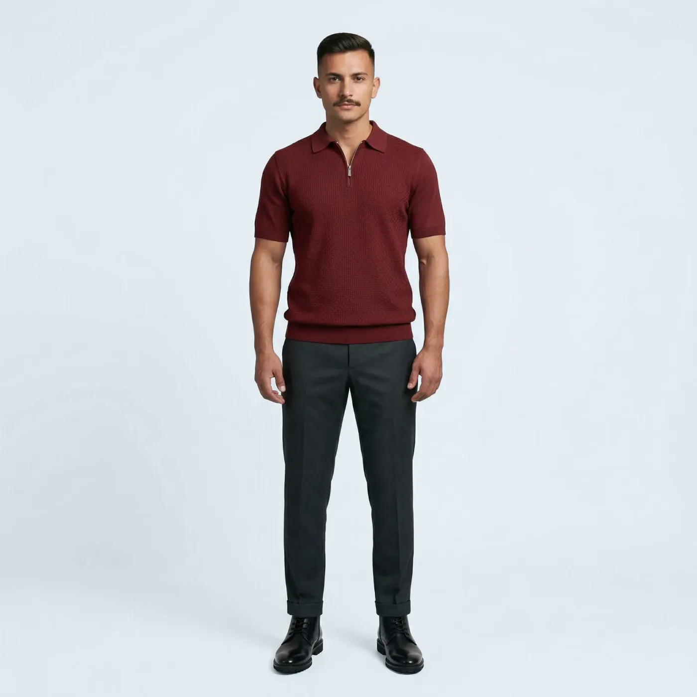 Polo zip Udine carmine 100% silk