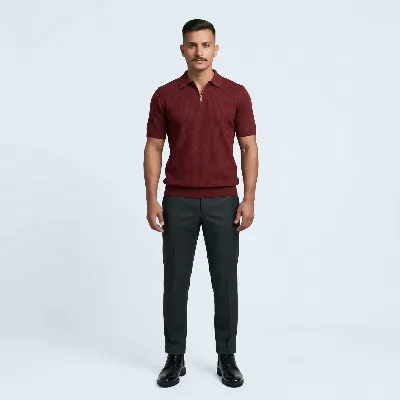 Polo zip Udine carmine 100% silk - 001 image 2f14165d ae15 4f56 87be 2fc2bd2fb012