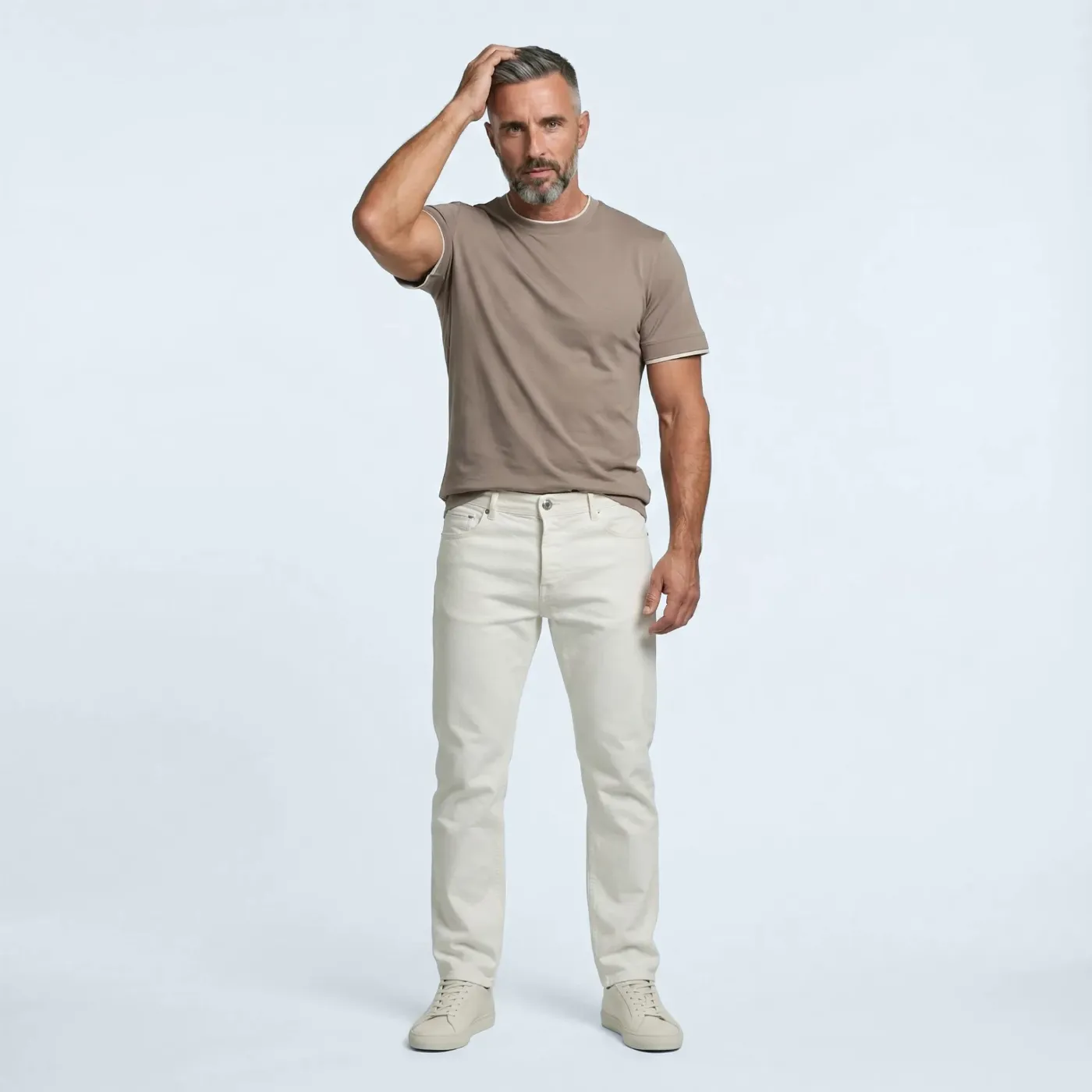 Jersey round neck Dozza warm sand pima cotton