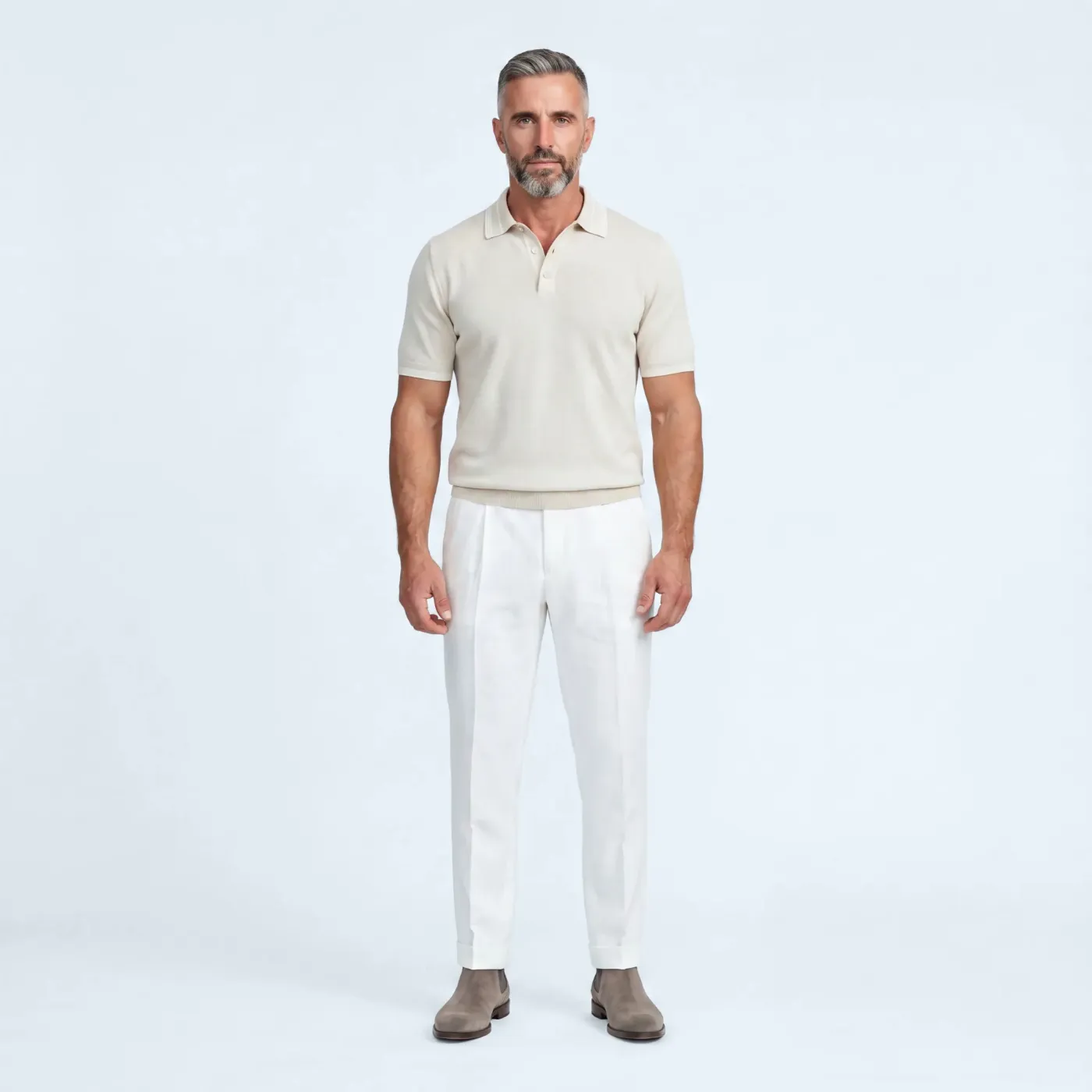 Polo button Merano sand 100% silk