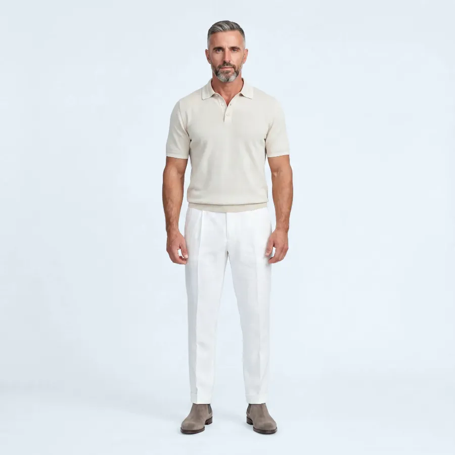 Polo button Merano sand 100% silk - 8721399460962 3