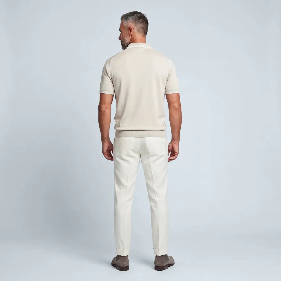 Polo button Merano sand 100% silk - 8721399460962 1