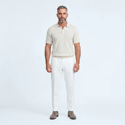 Polo button Merano sand 100% silk - 8721399460962 3