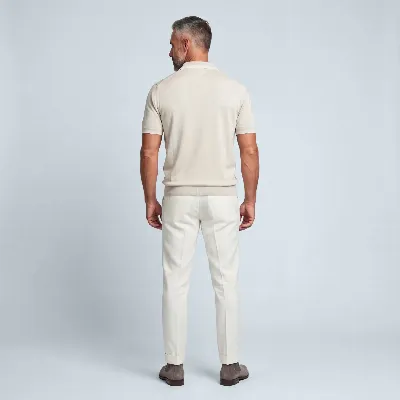 Polo button Merano sand 100% silk - 8721399460962 1