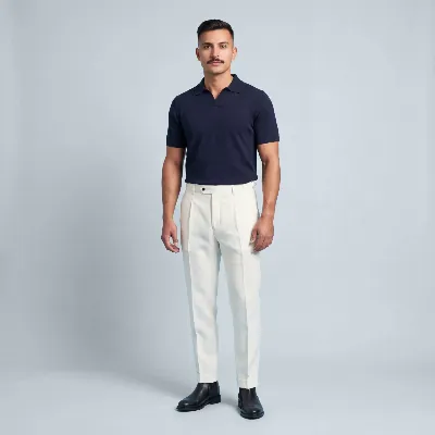 Polo Sacile navy 100% silk  - 8721399460580 1