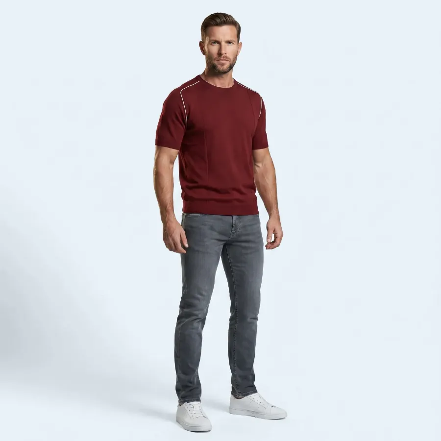 Jersey round neck Trento carmine red 100% silk - 8721399461242 3