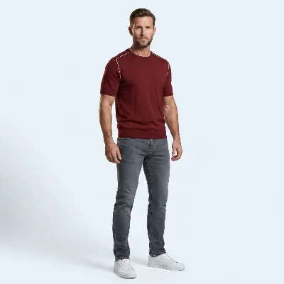 Jersey round neck Trento carmine red 100% silk - 8721399461242 3