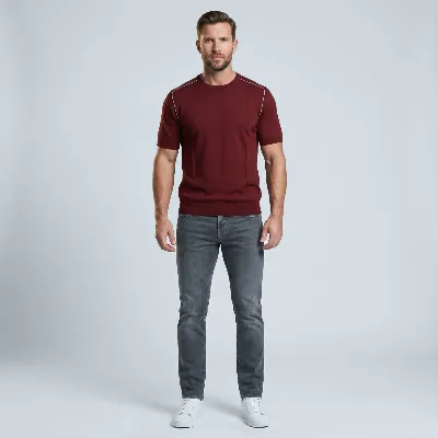 Jersey round neck Trento carmine red 100% silk - 8721399461242 4