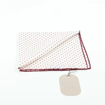 Pocket Square 100% Silk 37x37cm White & Red Dots  - 8721399463222 1