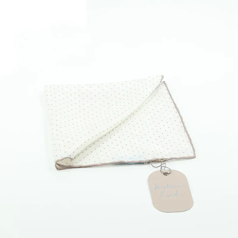Pocket Square 100% Silk 37x37cm White & Beige Dots  - 8721399463239