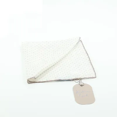 Pocket Square 100% Silk 37x37cm White & Beige Dots  - 8721399463239