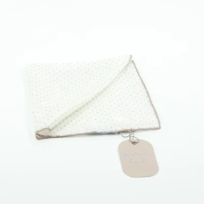 Pocket Square 100% Silk 37x37cm White & Beige Dots  - 8721399463239 1