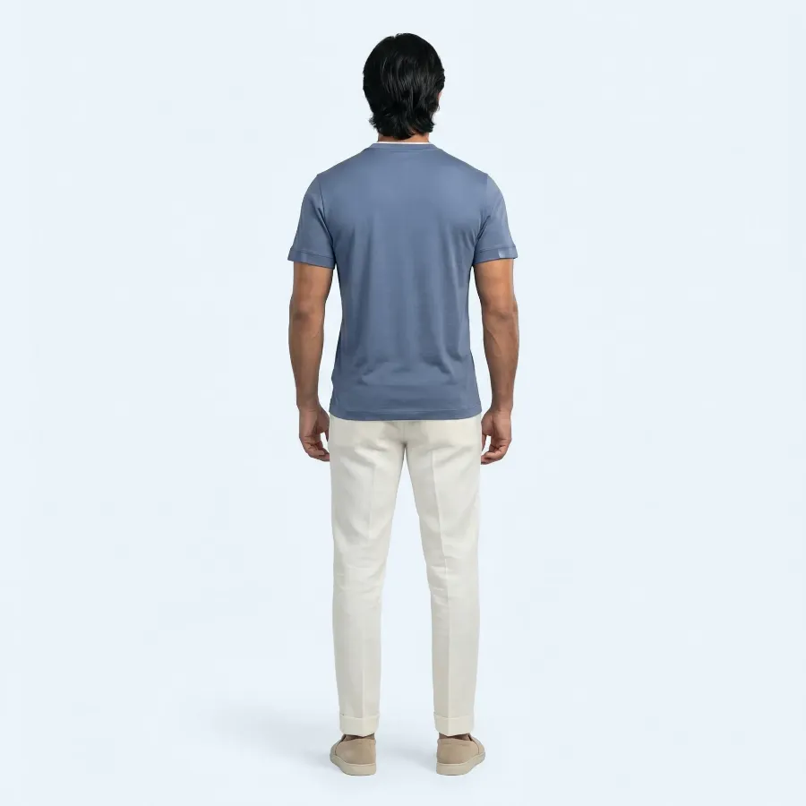 Polo zip Udine light denim 100% silk - 002 image 6c3ecb60 a053 4d0b beff 750af4954ccb