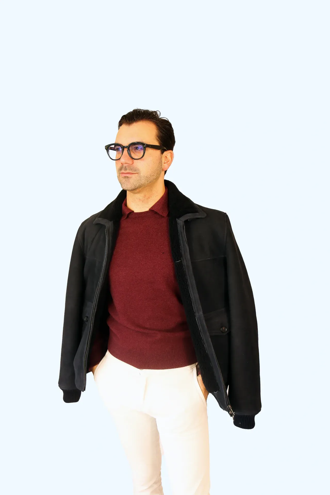 Coat Pilot navy shearling