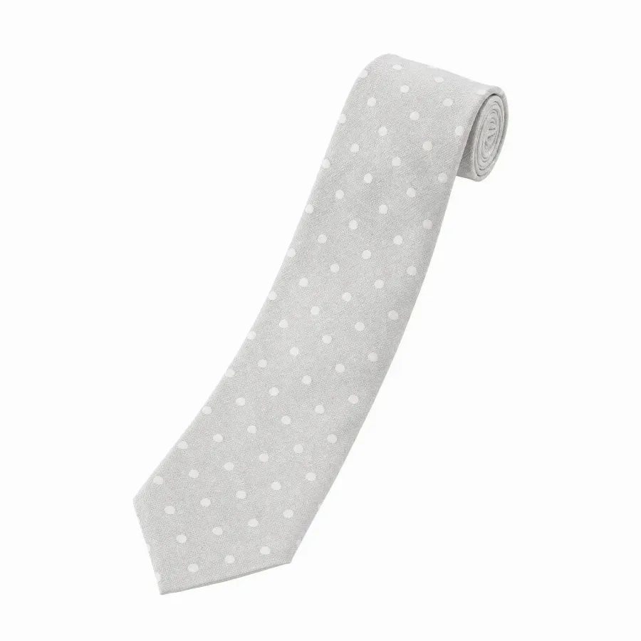 Tie 100% Silk Light blue White Dots Self Tip - 8721399463086