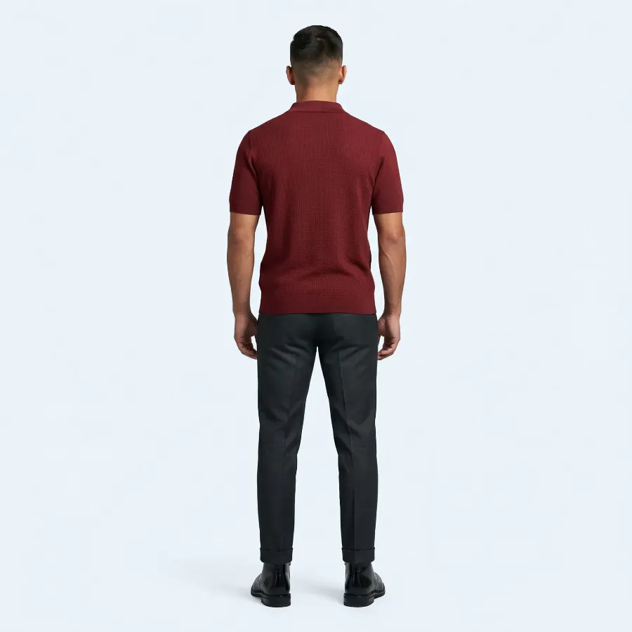 Polo zip Udine carmine 100% silk - 002 image 65d0592b f130 469a a265 f4eae75f893a