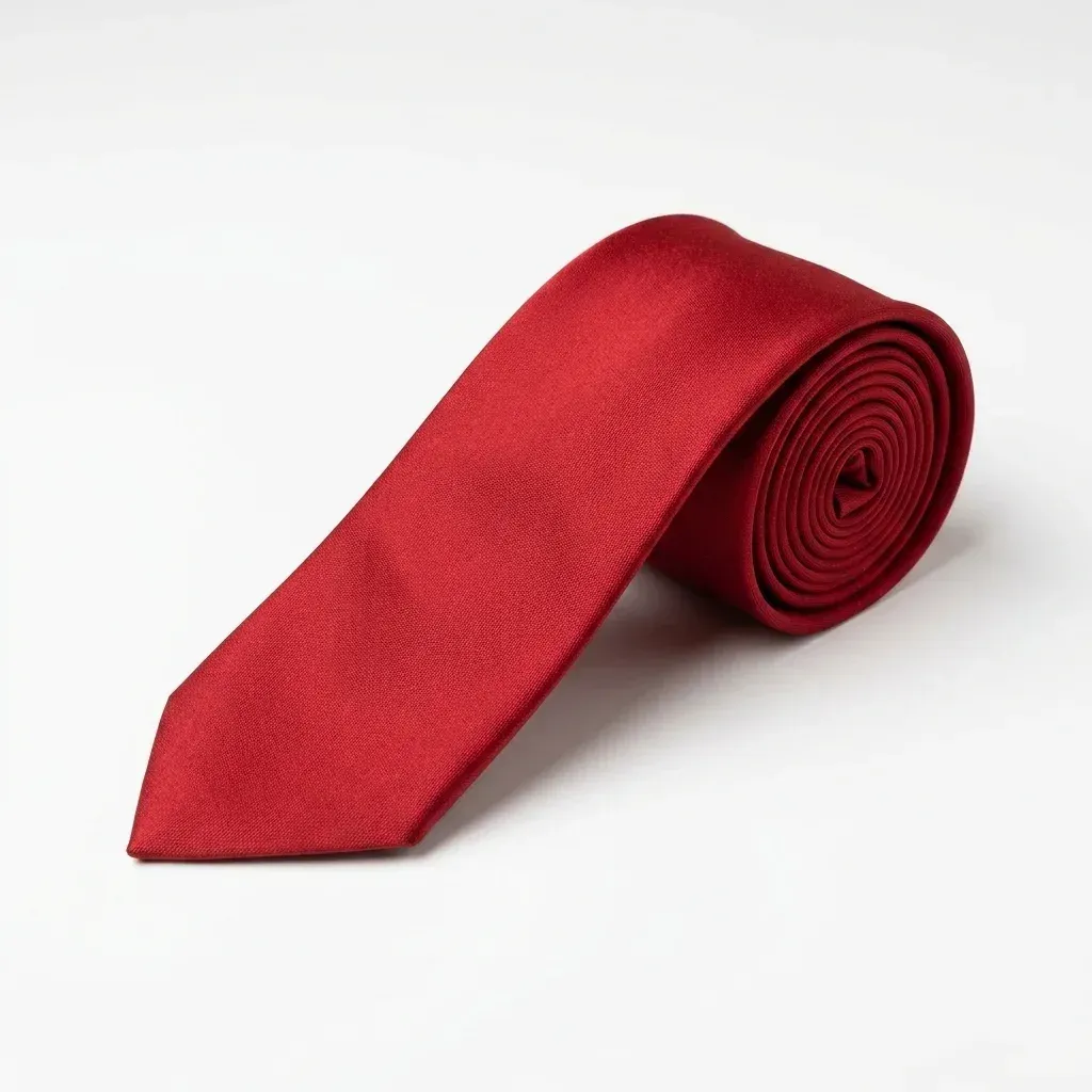 Tie 100% Silk Red Plain Tie Silk Tip
