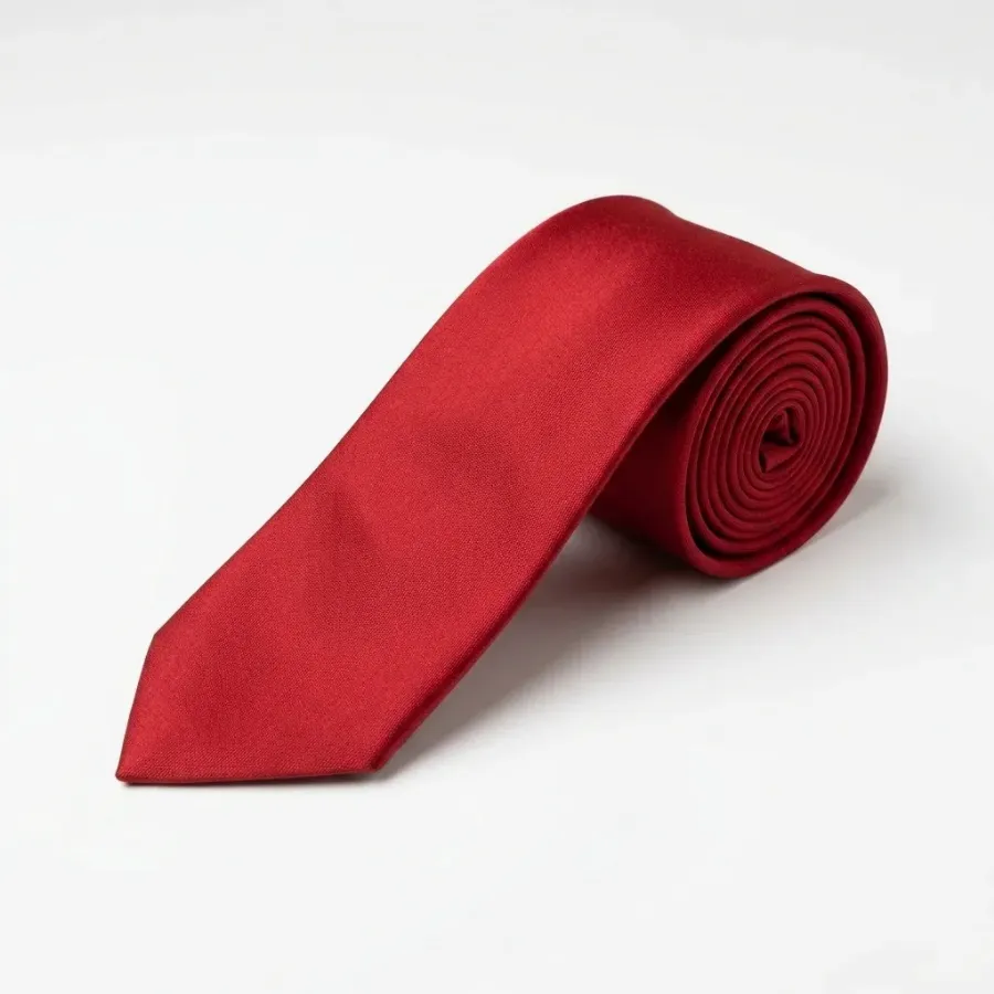 Tie 100% Silk Red Plain Tie Silk Tip - 8721399462751