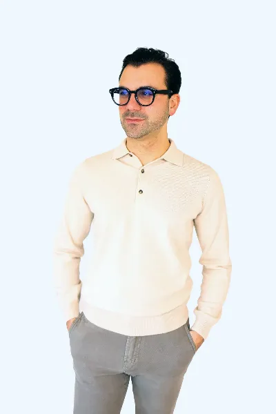Polo longsleeve beige Bergamo cashmere  - IMG 9587