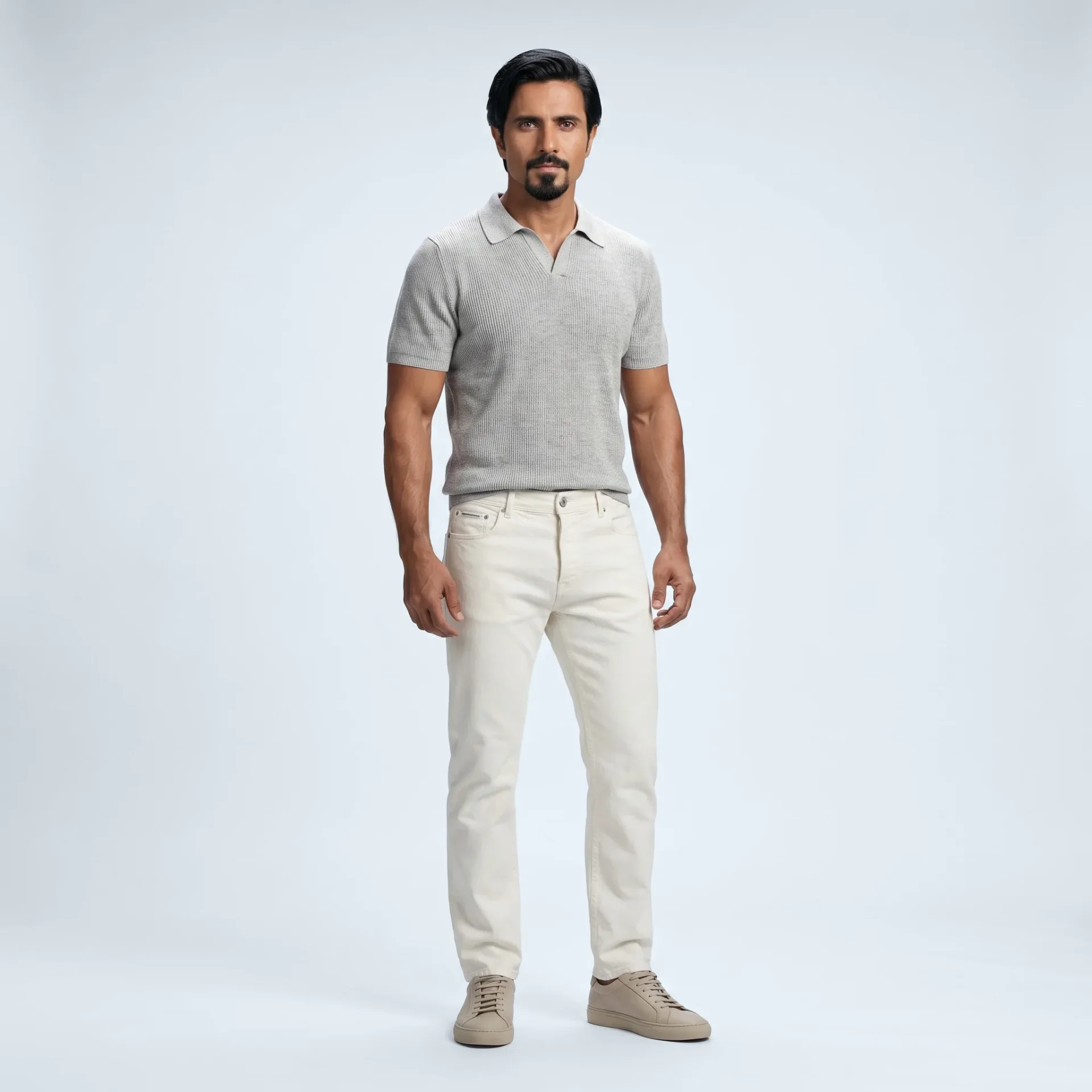 Polo Belluno grey linen/sr cotton