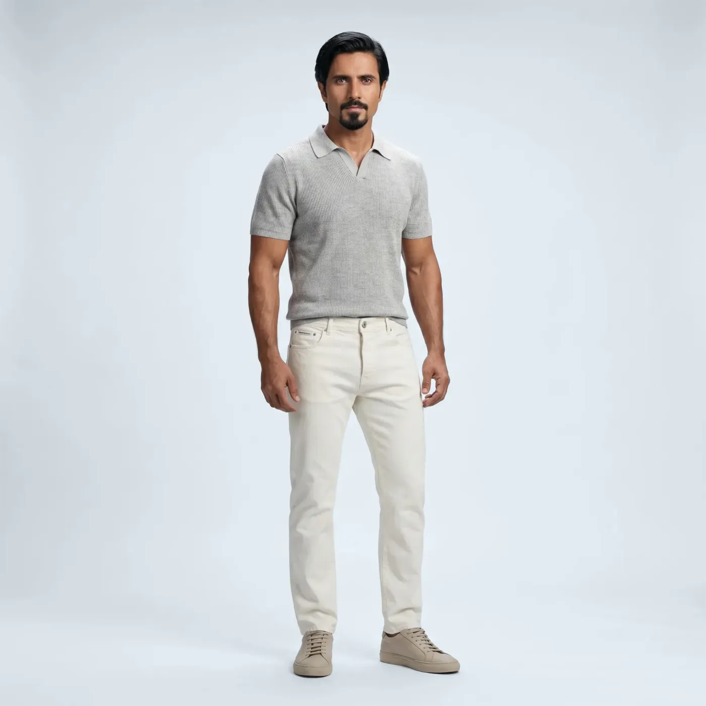 Polo Belluno grey linen/sr cotton
