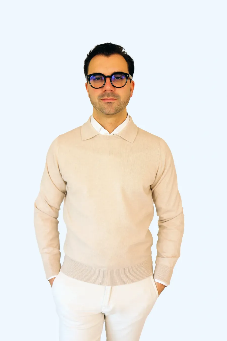 Polo Longsleeve beige Verona cashmere  - IMG 9812