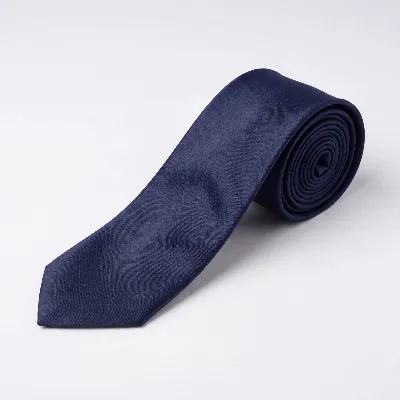Tie 100% Silk Navy Plain 7 Folds - 8721399462768