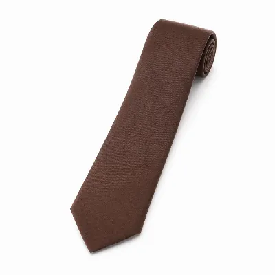 Tie 100% Silk Brown Plain Silk Tip - 8721399462782