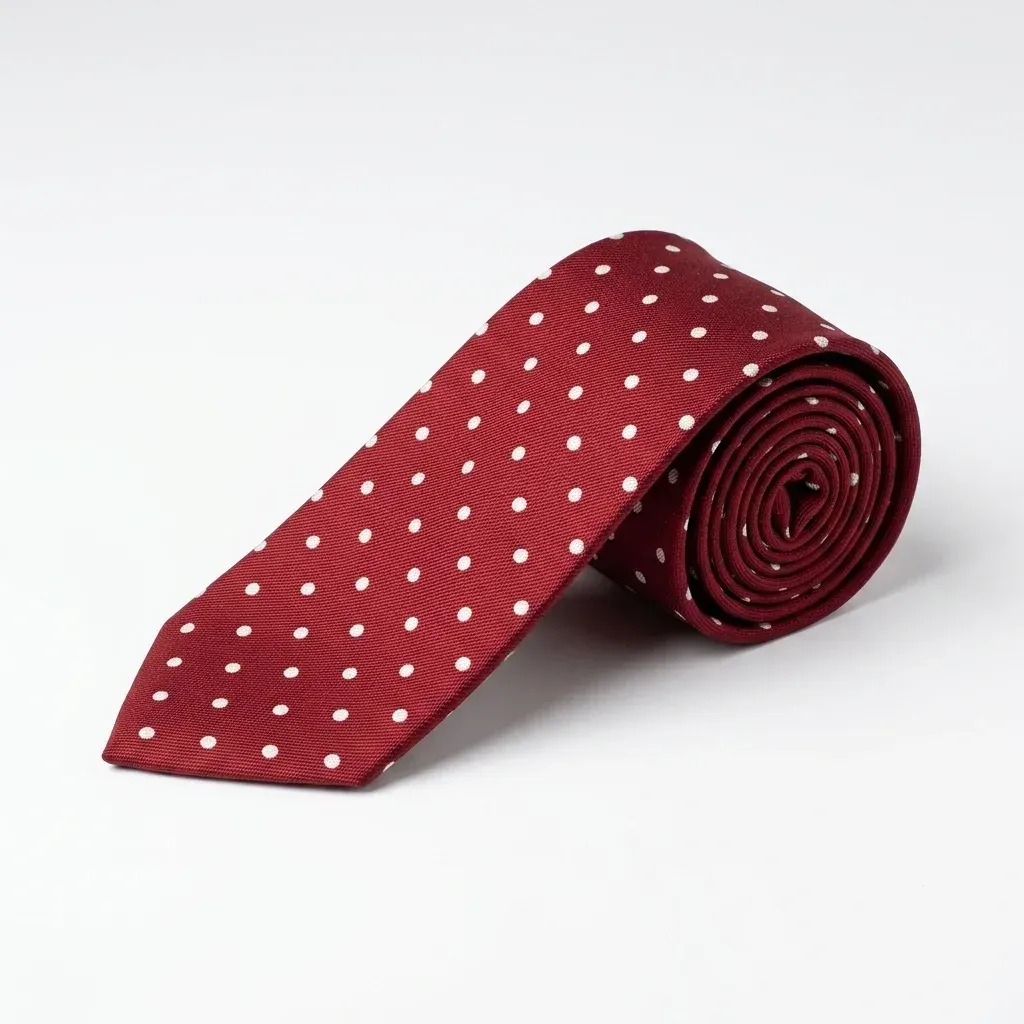 Self-Tipped Silk Tie Red White Dots