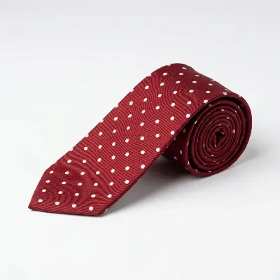Tie 100% Silk Red & White Dots Self Tip - 8721399462805