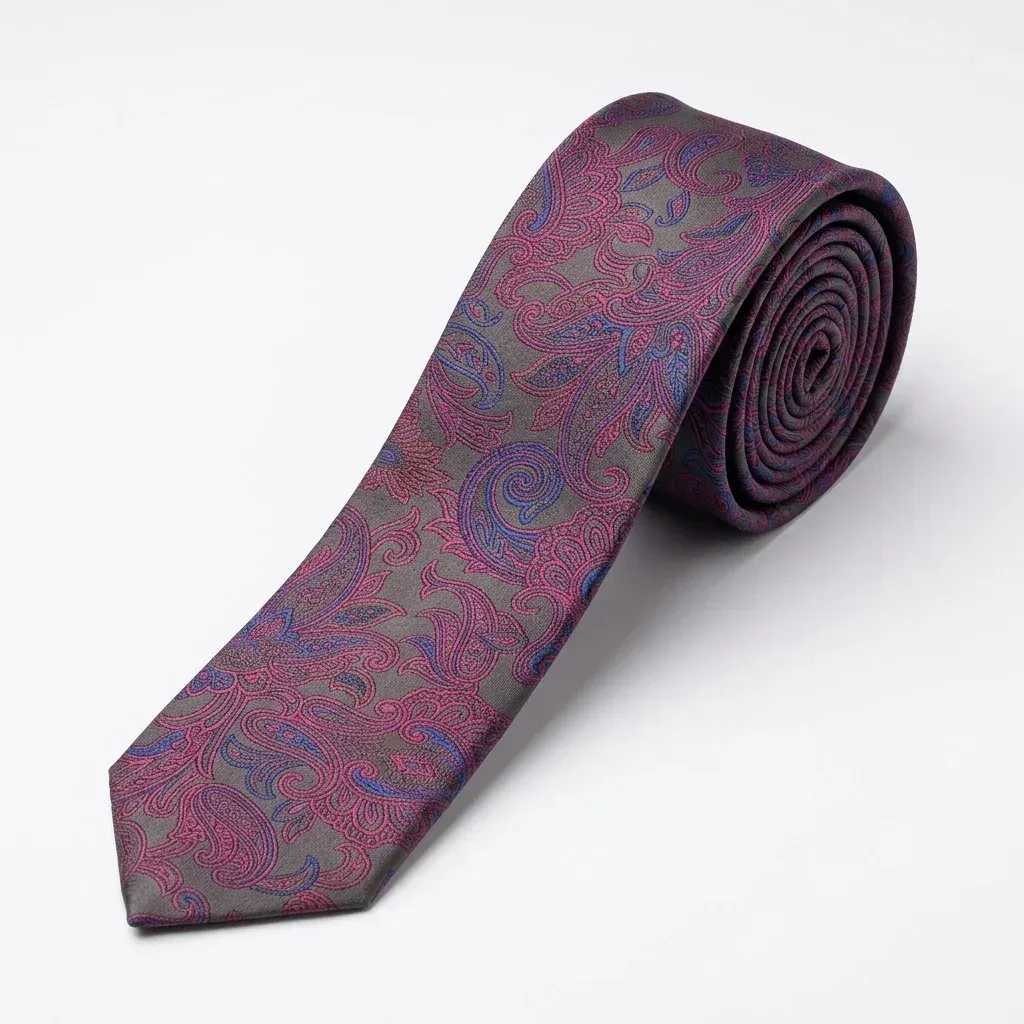 Self-Tipped Silk Tie Green Red Floral