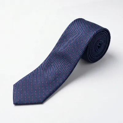 Tie 100% Silk Twill Navy & Red Dots 7 Folds - 8721399462928 1
