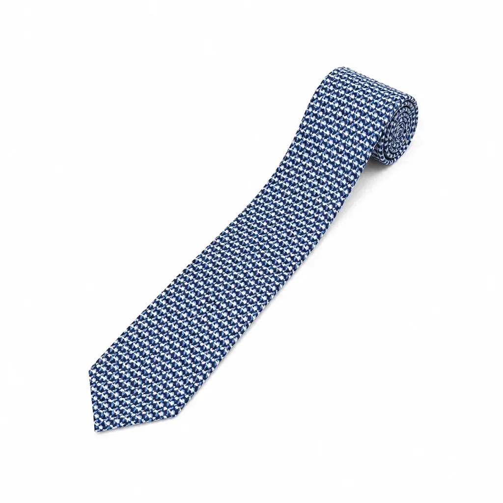 7-Fold Untipped Silk Panama Tie Navy Blue Scooter