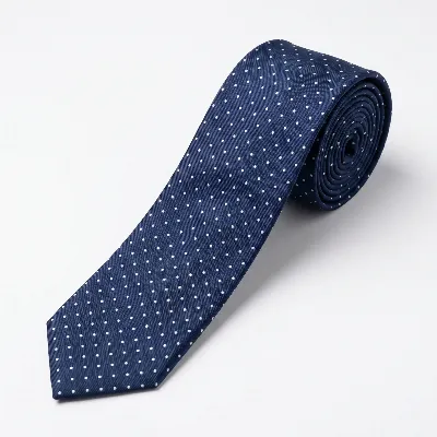 Tie100% Silk Twill Navy & White Dots Silk Tip - 8721399462980
