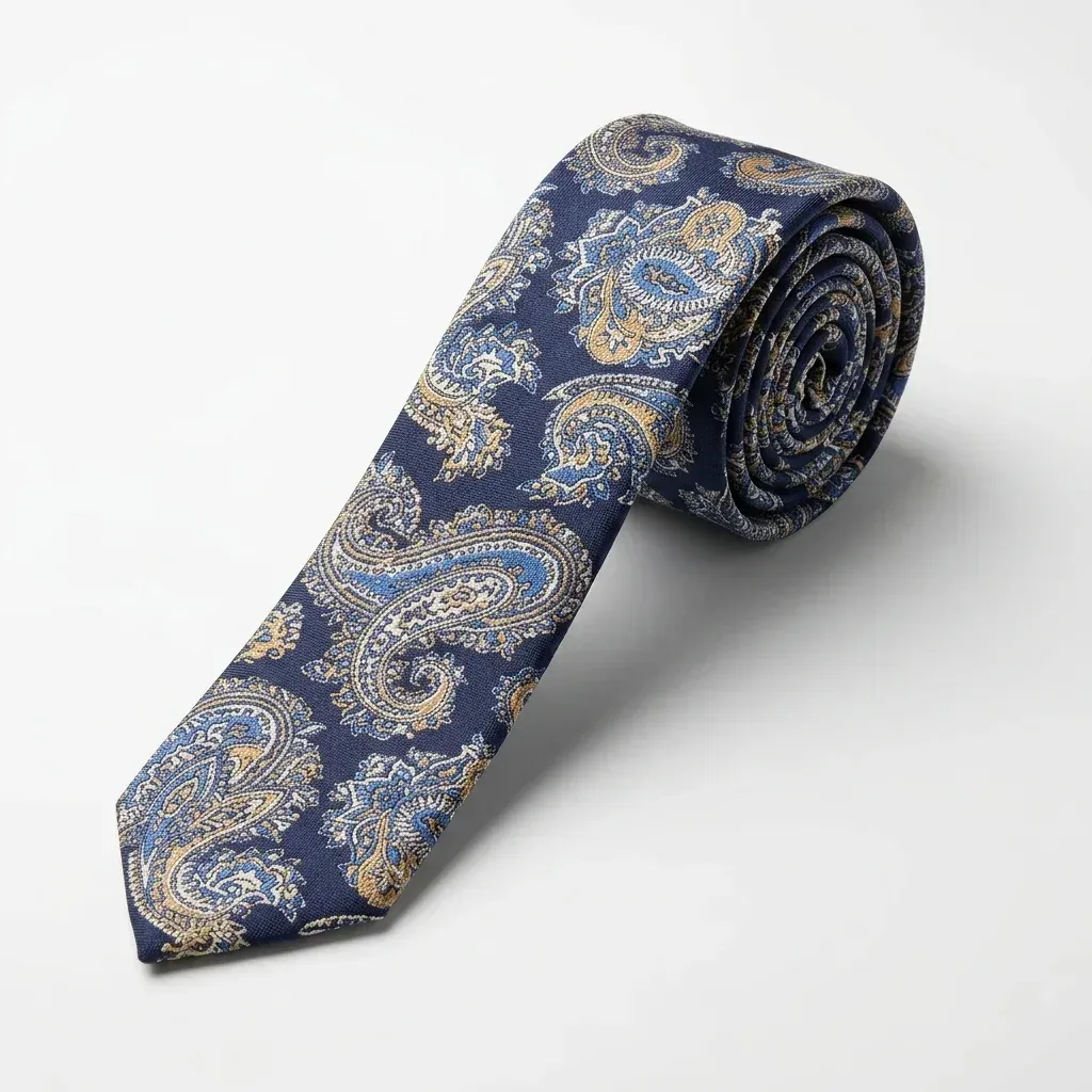 Untipped Silk Panama Tie Navy Brown Floral