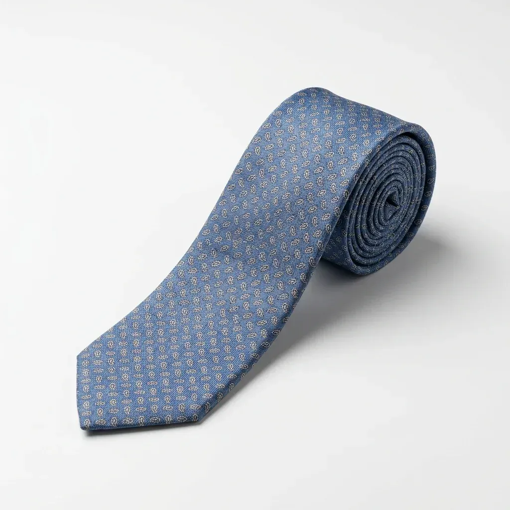 Untipped Silk Panama Tie Blue Brown Denim