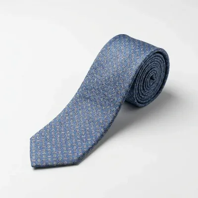 Tie 100% Silk Panama Blue & Brown Denim Untipped - 8721399463031