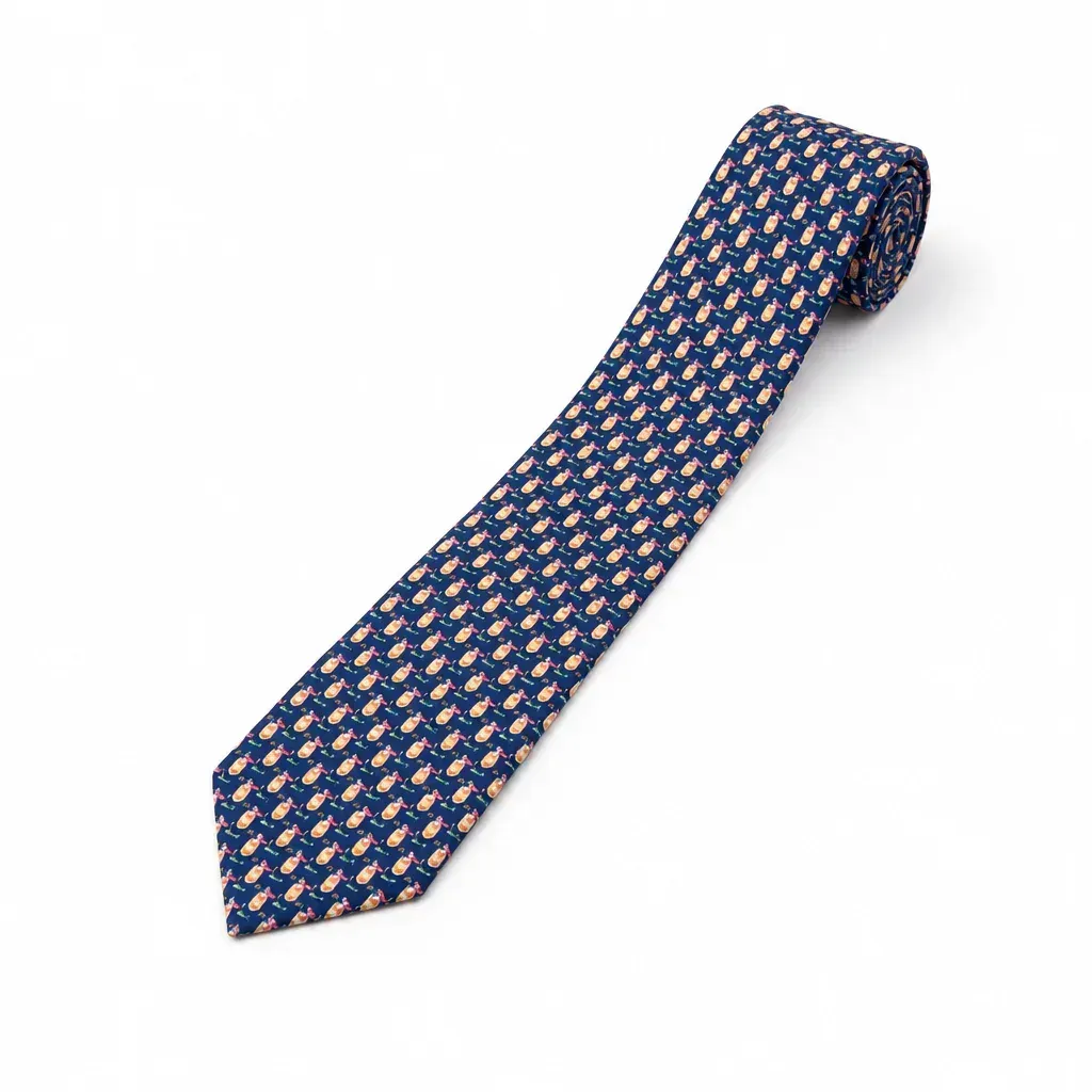 Untipped Silk Panama Tie Navy Orange Spritz
