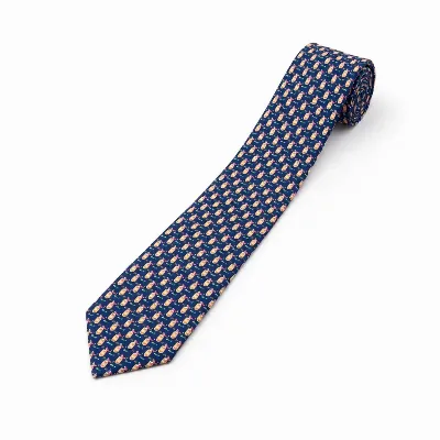 Tie 100% Silk Panama Navy & Orange Spritz Untipped - 8721399463048