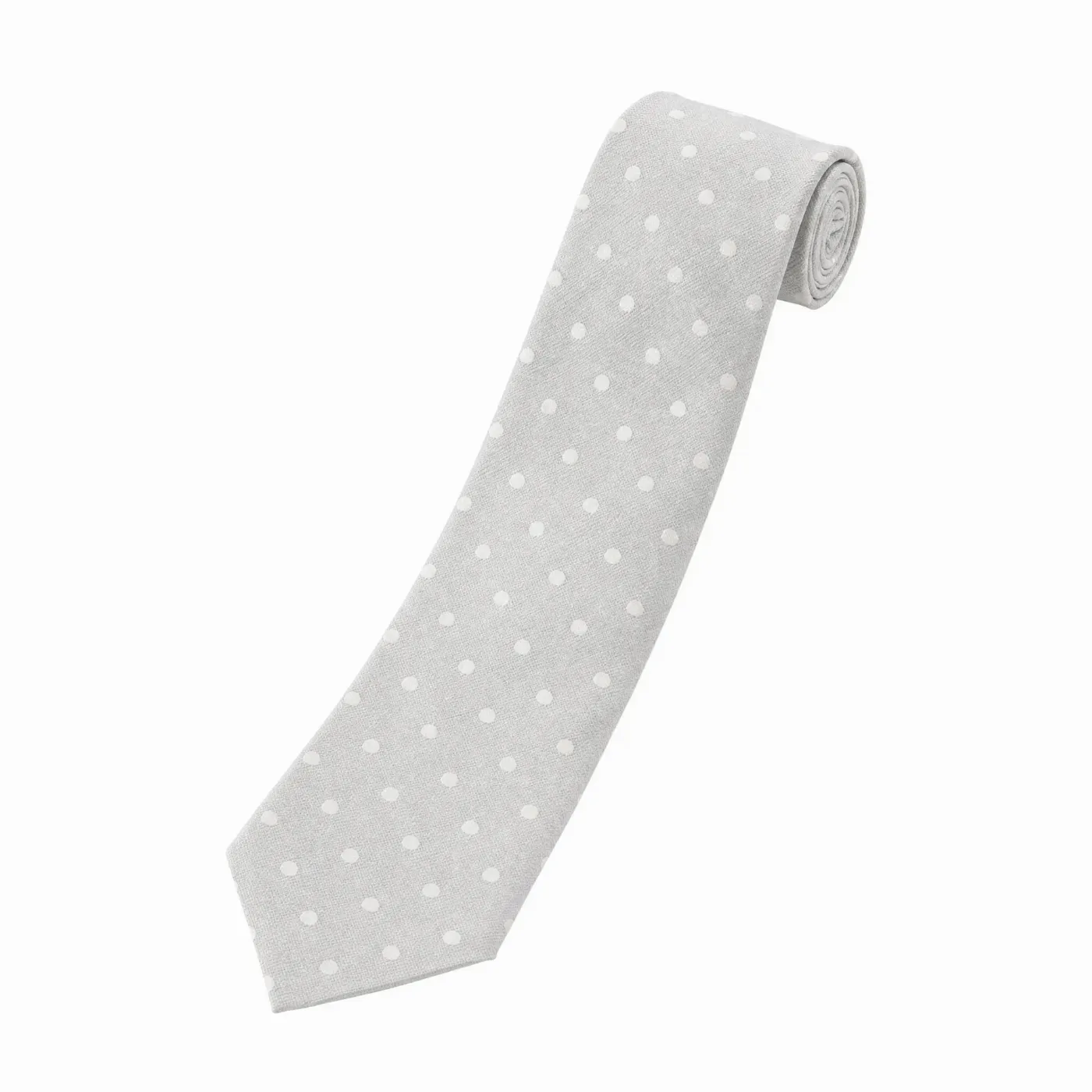 Self-Tipped Silk Tie Light Blue White Dots
