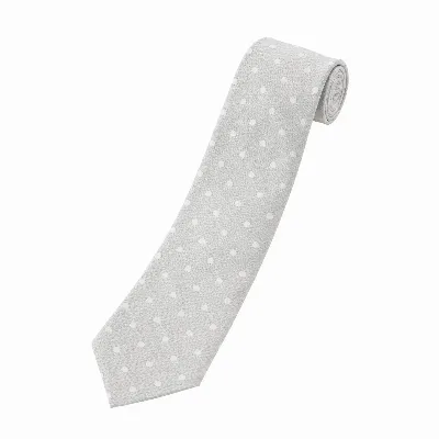 Tie 100% Silk Light blue White Dots Self Tip - 8721399463086