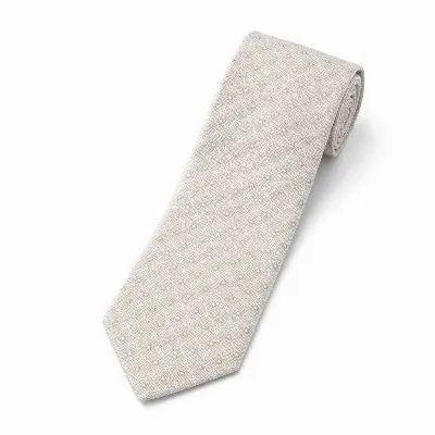 Tie 60% Linen 40% Silk Grey White Flower Self Tip - 8721399463093